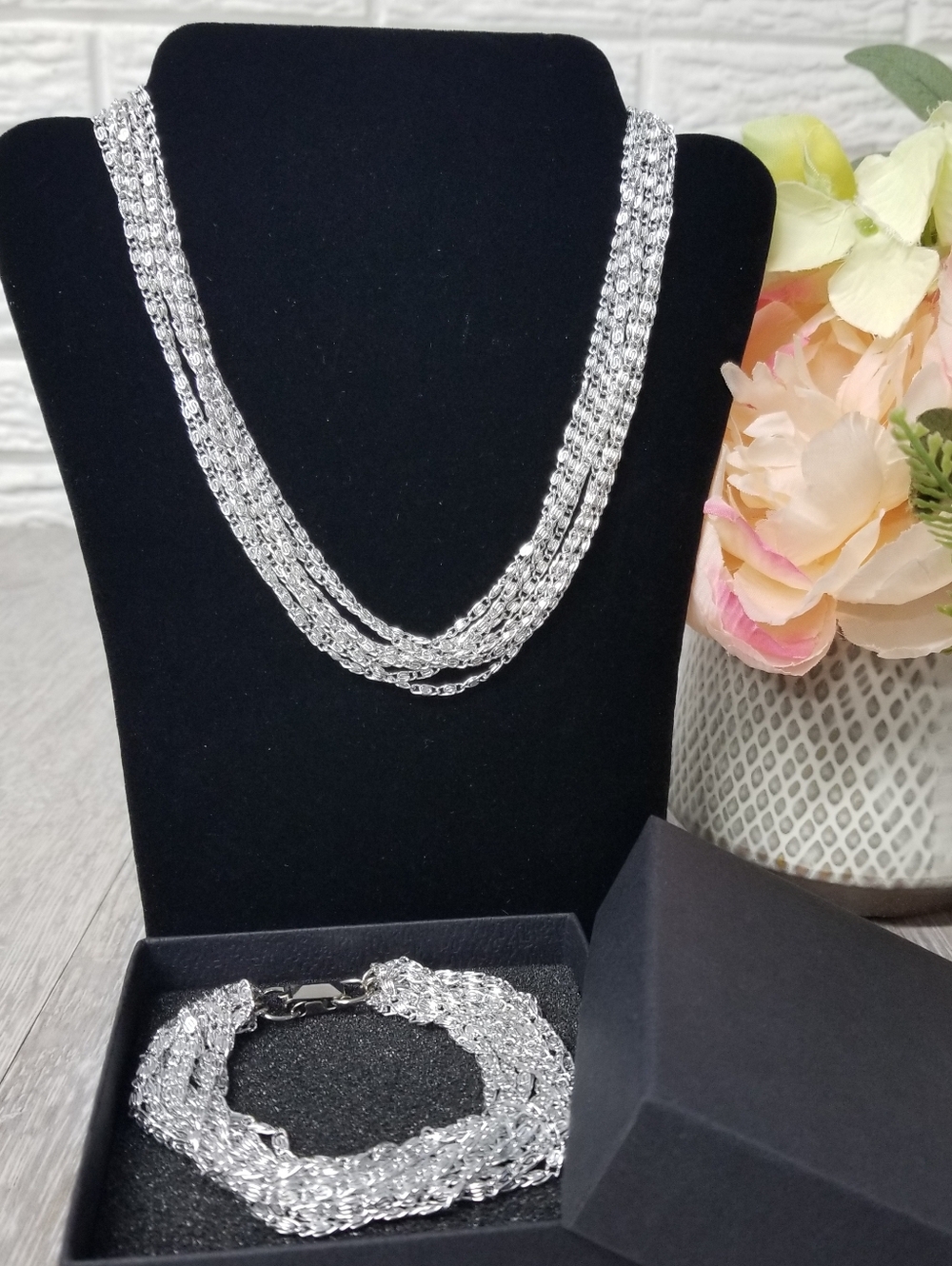 Vintage Multi Strand Necklace and Bracelet Set